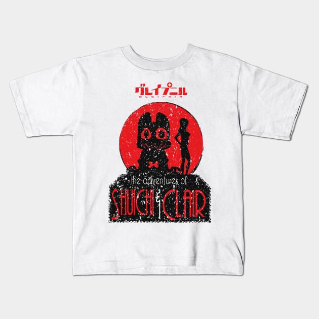 GLEIPNIR: THE ADVENTURES OF SUICHI & CLAIR (WHITE) GRUNGE STYLE Kids T-Shirt by FunGangStore